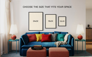 Austin, Texas — Barton Springs poster oak frame over sofa size mockup