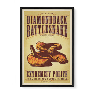 Rattlesnake poster by Jonathan Rice black frame 