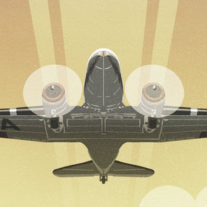 Douglas DC-3 vintage airplane poster detail close-up