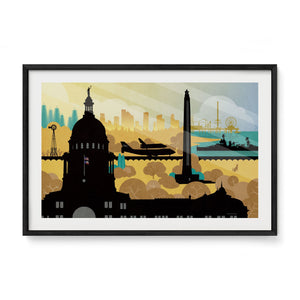 Lone Star Legacy Texas Landmarks poster black frame 