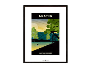 Austin, Texas — Barton Springs poster black frame