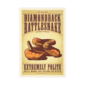 Rattlesnake poster by Jonathan Rice unframed options mockup