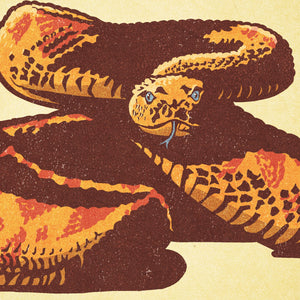 Rattlesnake poster by Jonathan Rice unframed detail mockup