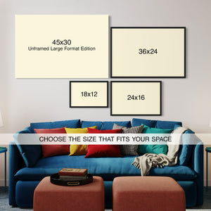 Built on Texas Industrial poster frame over sofa size mockup
