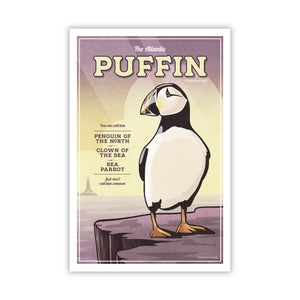 Unframed Atlantic Puffin wildlife art print displayed in a modern interior