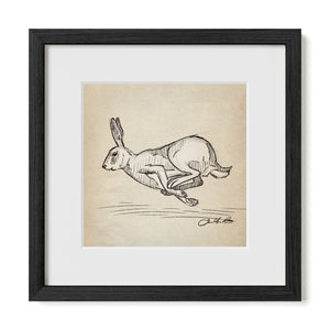 Running Rabbit sketch in black frame