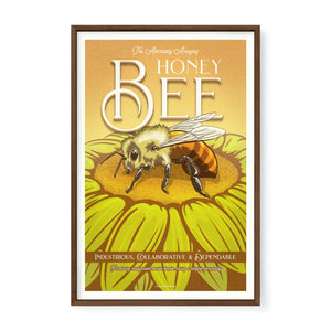 Honey Bee poster by Jonathan Rice walnut frame