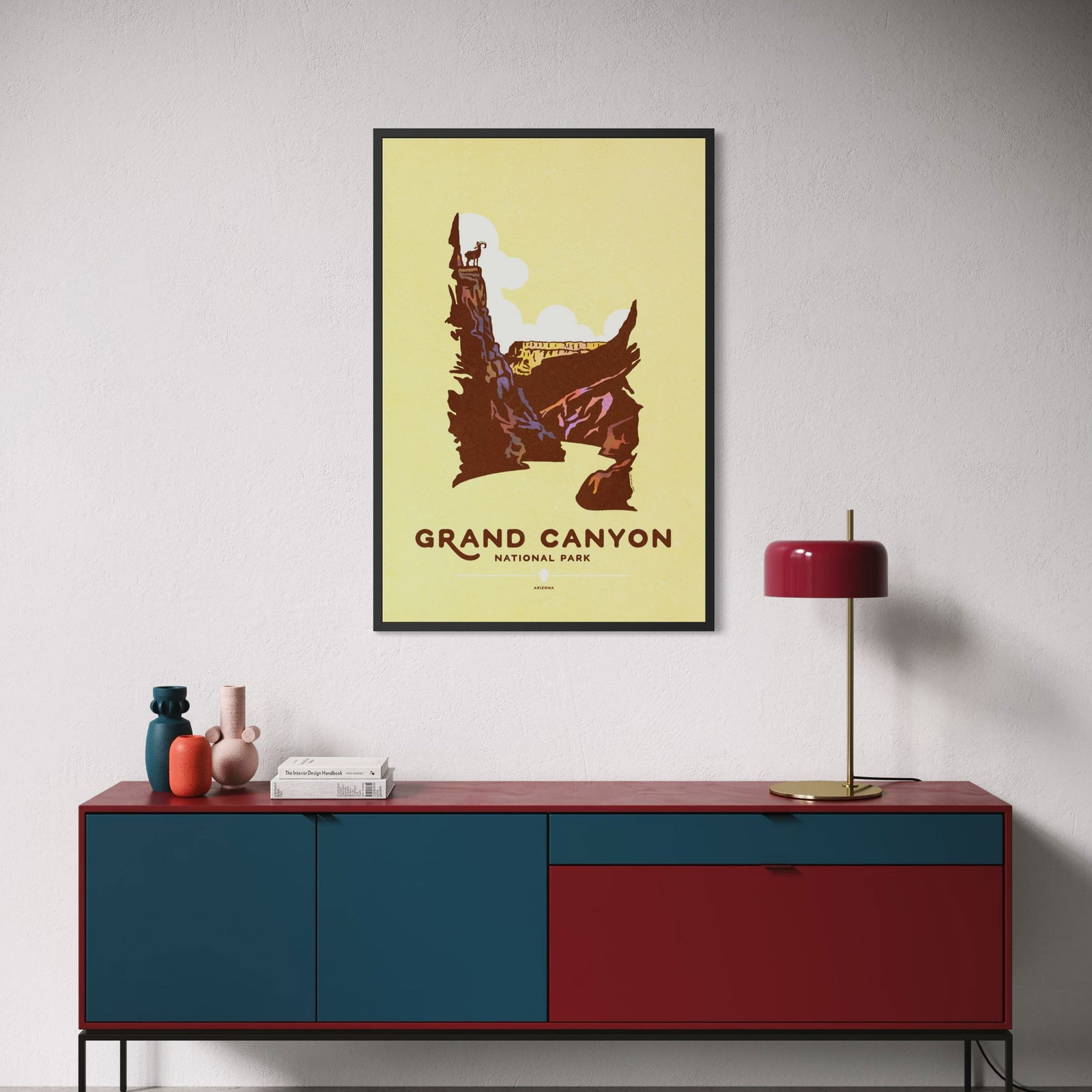Grand Canyon National Park poster featuring canyon cliffs and bighorn sheep