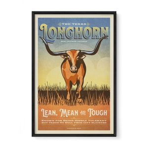Texas Longhorn Poster by Jonathan Rice in a black frame