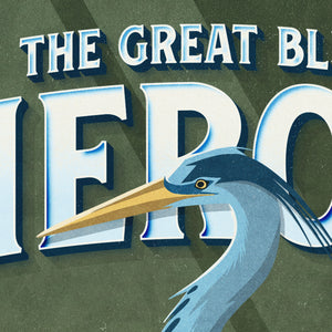 Great Blue Heron poster by Jonathan Rice unframed detail mockup