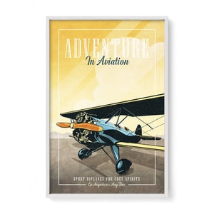Waco Biplane aviation print white frame display