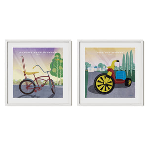 Big Wheel and Banana Seat Bike gallery set in white wood frames