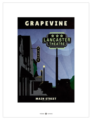 Grapevine, Texas Vintage Neon Sign vintage travel poster in retro illustration style