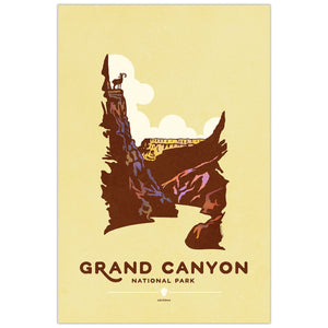 Grand Canyon National Park poster featuring canyon cliffs and bighorn sheep