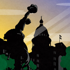 Detail of Austin Texas State Capitol vintage poster artwork