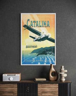 Catalina aviation art white frame office mockup