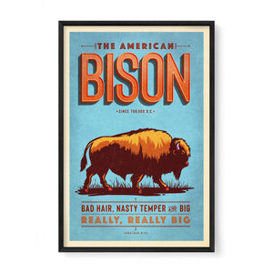 Bison poster by Jonathan Rice black frame