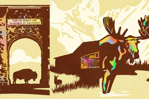 Yellowstone Grand Teton Rocky Mountain national park poster set details