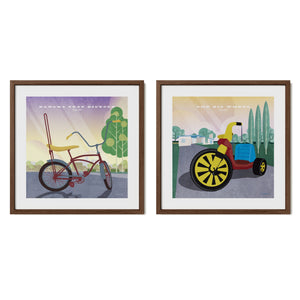 Big Wheel and Banana Seat Bike gallery set in walnut wood frames