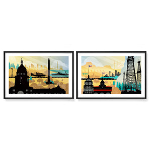 Texas Poster Set wall art black frame