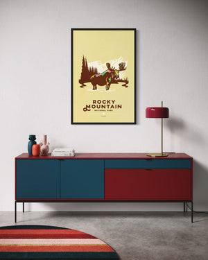 Rocky Mountain National Park wall art black frame living room mockup
