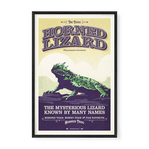 Texas Horned Lizard poster in premium black frame featuring retro Southwestern animal illustration
