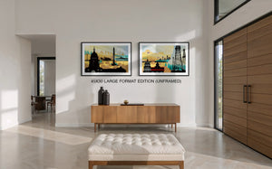 Texas Poster Set large format travel posters black frame entryway mockup