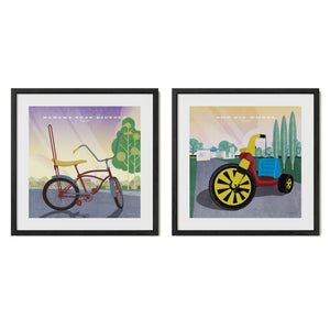 Big Wheel and Banana Seat Bike gallery set in black wood frames