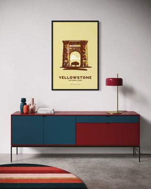 Yellowstone National Park wall art black frame living room mockup