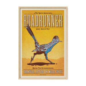 Roadunner poster by Jonathan Rice oak frame