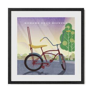 Banana Seat Bicycle poster in a black wood frame