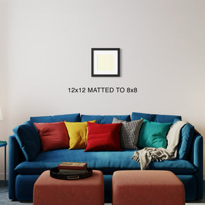 Skunk framed art size mockup above couch
