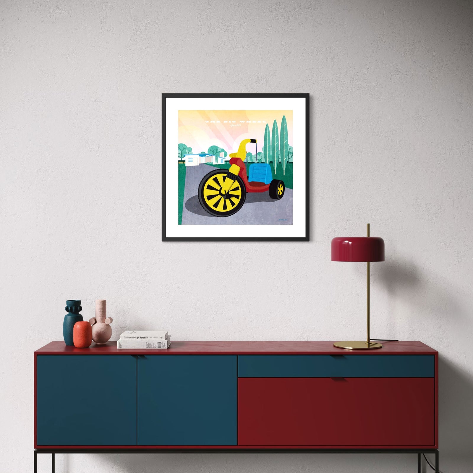 Big Wheel vintage childhood poster featuring iconic 1969 ride-on toy illustration