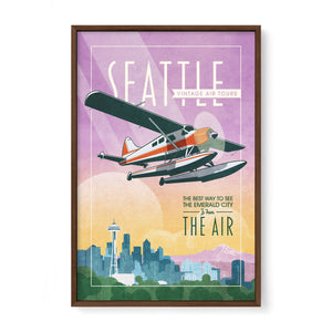 Seattle — DHC-2 Beaver Floatplane Vintage Aviation Fine Art Poster