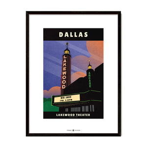 Dallas Lakewood Theater poster in black frame
