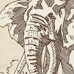 Detail of Bull Elephant fine-tip pen drawing and crosshatching