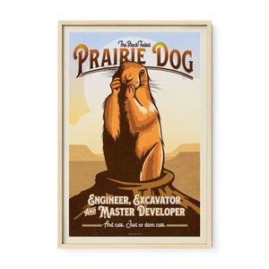 Prairie Dog poster in Natural Oak Frame