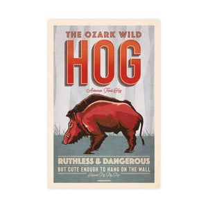 Vintage-style Wild Hog poster by Jonathan Rice unframed