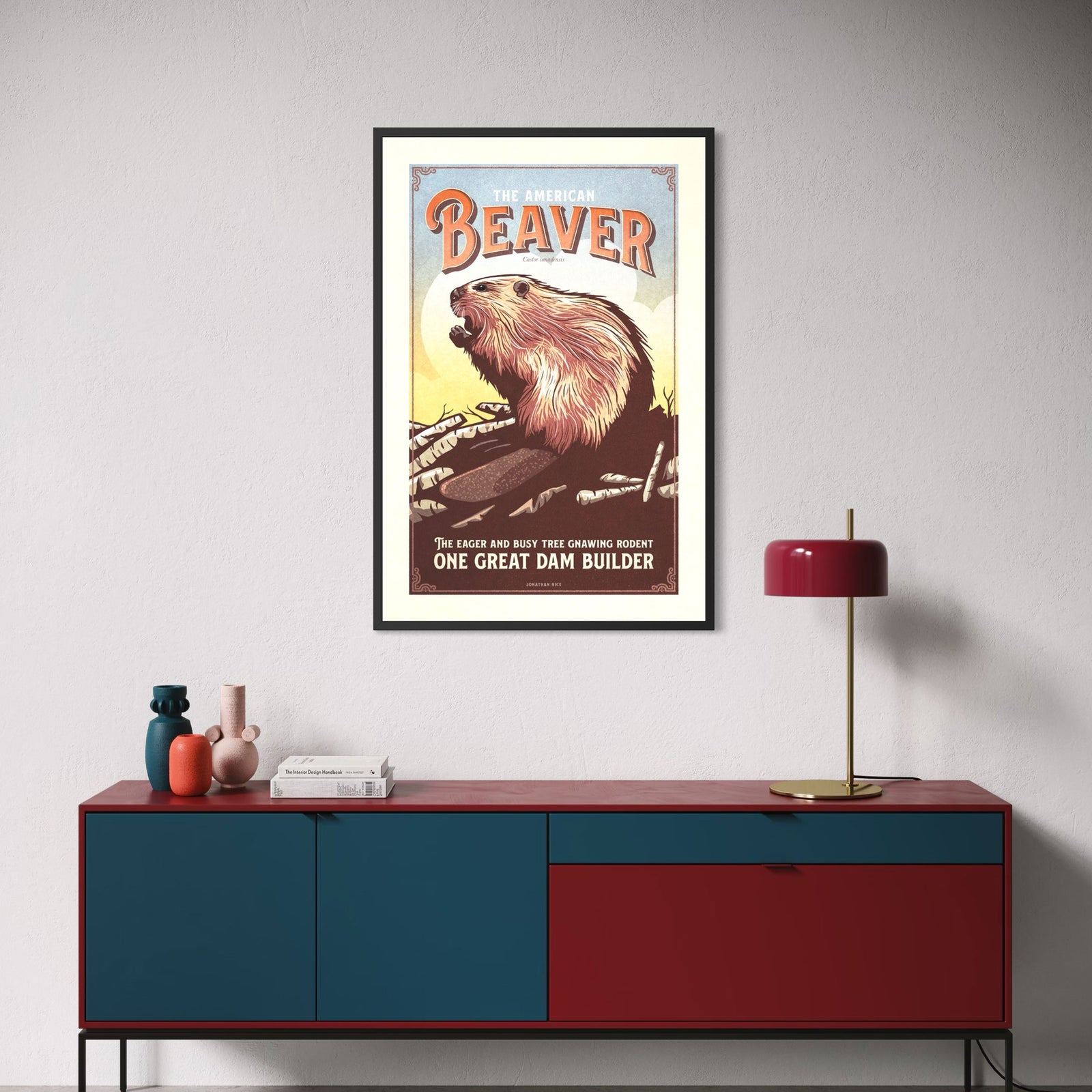 American Beaver vintage wildlife poster from the Creatures of Character collection by Jonathan Rice