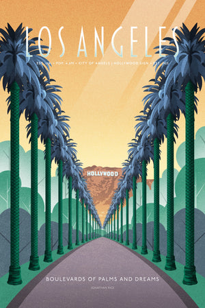 Los Angeles — Boulevards of Dreams - Fine Art Travel Poster