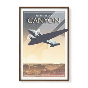 Douglas DC-3 aviation print walnut frame display