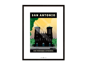 San Antonio, Texas — San Fernando Cathedral poster black frame