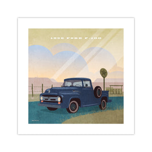 Unframed 1956 Ford F-100 vintage pickup truck art print.