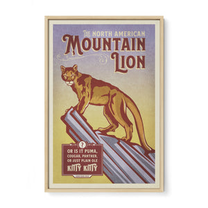Mountain Lion poster by Jonathan Rice oak frame