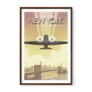 Douglas DC-3 airplane wall art walnut frame