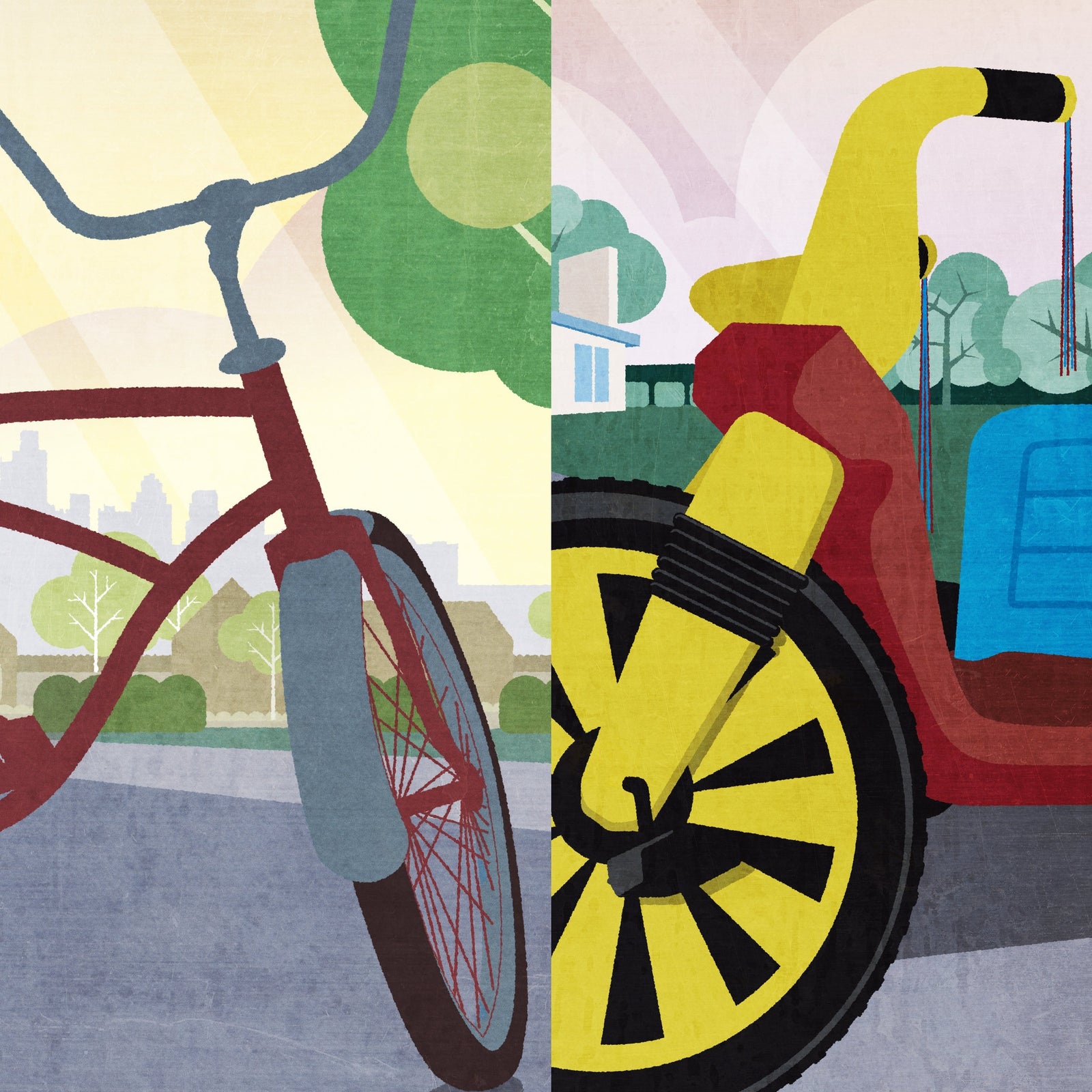 Big Wheel and Banana Seat Bike vintage poster gallery set displayed in black frames above a modern living room couch