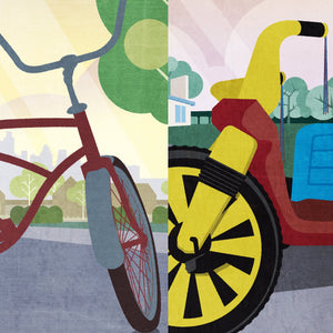 Close-up detail of the Big Wheel and Banana Seat Bike vintage poster gallery set