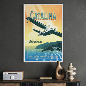 Catalina aviation art white frame office mockup