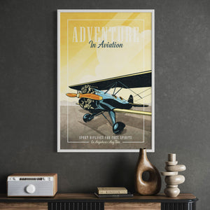 Waco Biplane aviation art white frame office mockup