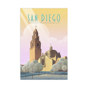San Diego Balboa Park travel poster unframed